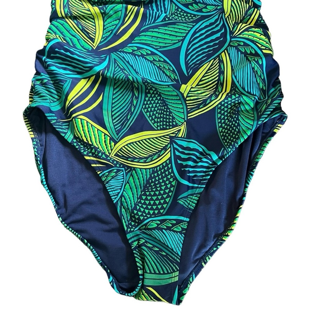 Women’s Tropical Print Halter One Piece Swimsuit Size Medium Beach Summer Lined - Picture 4 of 11